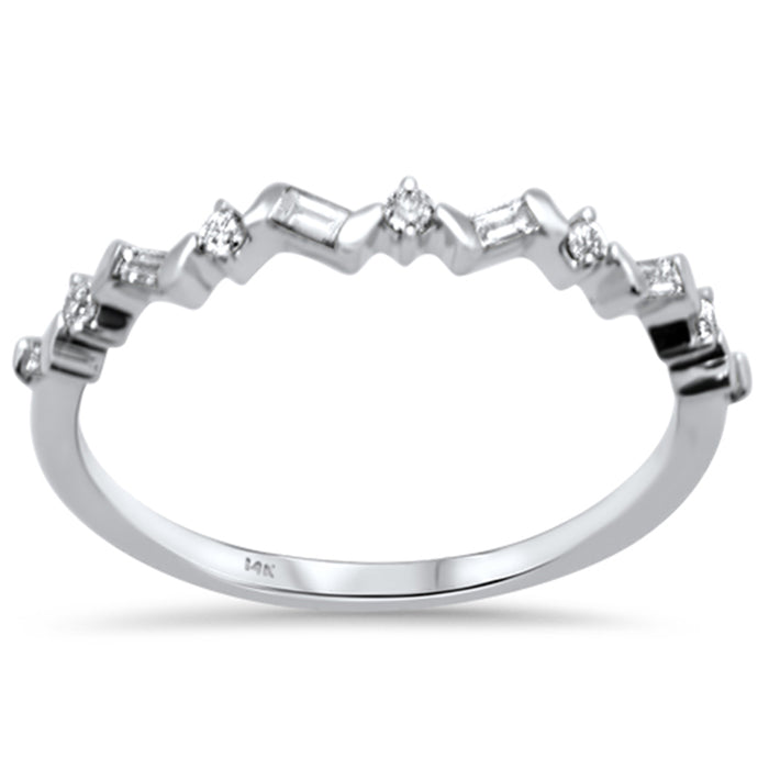 DIAMOND CLOSEOUT! .16ct G SI 14K White Gold Diamond Round & Baguette Band Ring Size 6.5