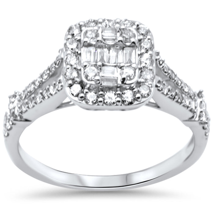 DIAMOND CLOSEOUT! .60ct G SI 14K White Gold Diamond Round & Baguette Engagment Ring Size 6.5