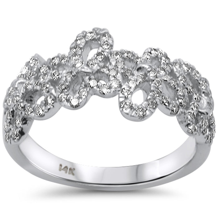 SPECIAL! .51ct G SI 14K White Gold Diamond Swirl Band Ring Size 6.5