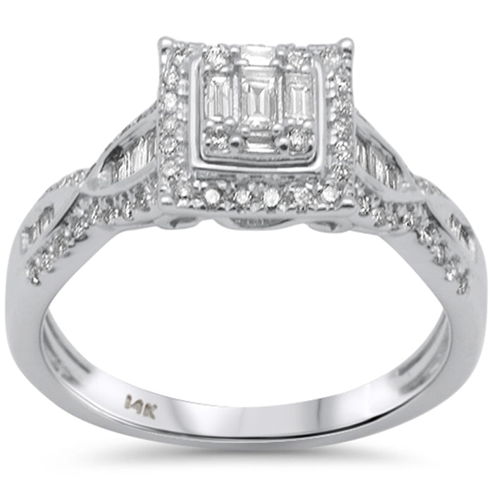 SPECIAL! .46ct G SI 14K White Gold Diamond Round & Baguette Engagment Ring Size 6.5