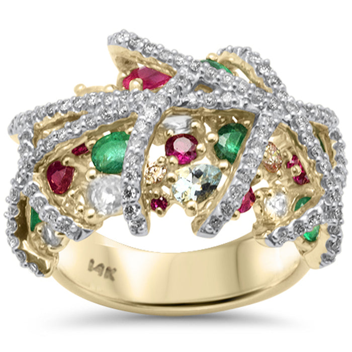 DIAMOND CLOSEOUT! 4.21ct G SI 14K Yellow Gold Diamond Multi Color Ring Size 6.5