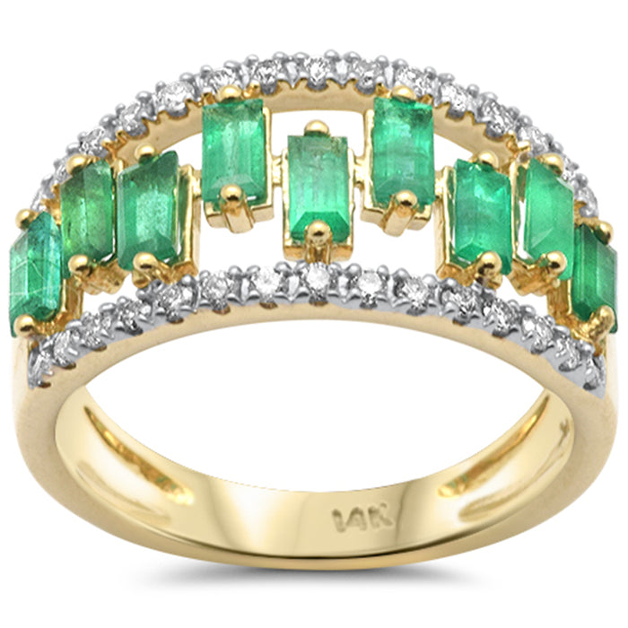 DIAMOND CLOSEOUT! 1.29ct G SI 14K Yellow Gold Diamond & Emerald Gemstone Band Ring Size 6.5