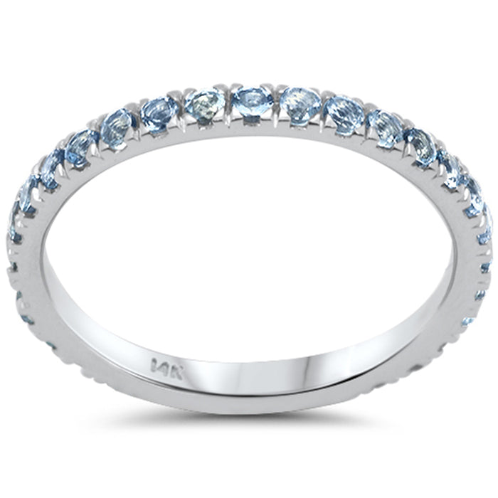 .66ct G SI 14K White Gold Aquamarine Gemstone Band Ring Size 6.5