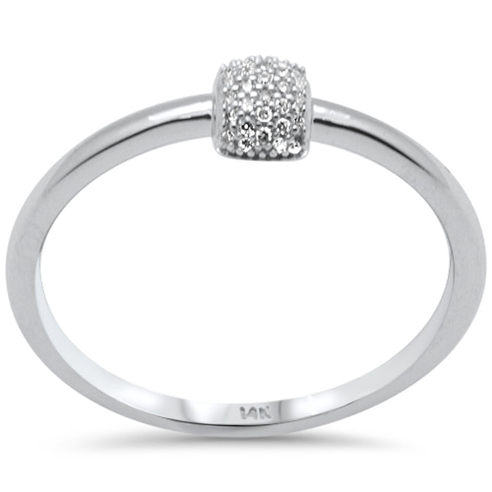 .06ct G SI 14K White Gold Baguette Diamond Petite Band Ring Size 6.5