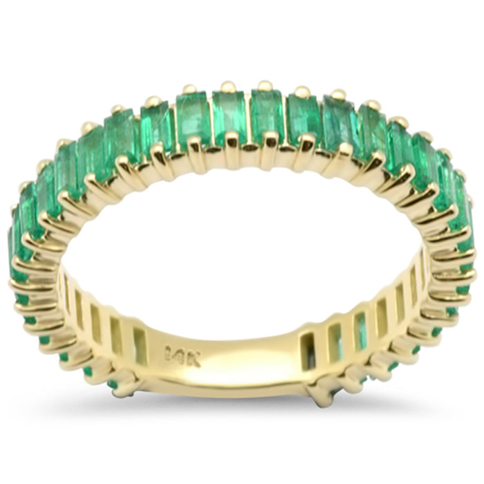 SPECIAL!1.79ct G SI 14K Yellow Gold Emerald Gemstone Band Ring Size 6.5