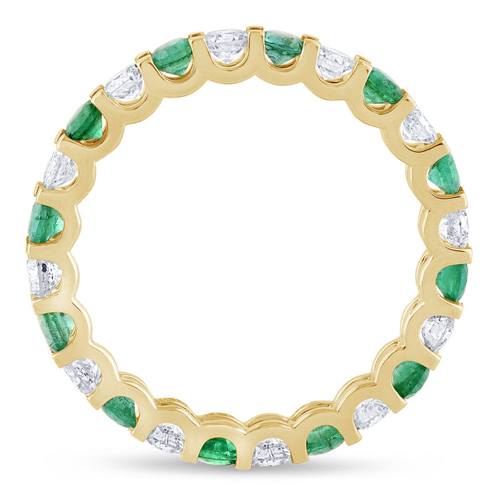 SPECIAL! 1.67ct G SI 14K Yellow Gold Diamond & Emerald Eternity Band Ring Size 7