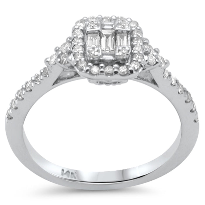 SPECIAL! .45ct G SI 14K White Gold Round & Baguette Diamond Ring Size 6.5