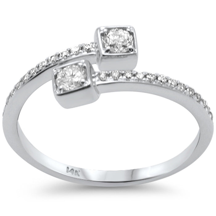DIAMOND CLOSEOUT! .34ct G SI 14K White Gold Round Diamond Open Band Ring Size 6.5