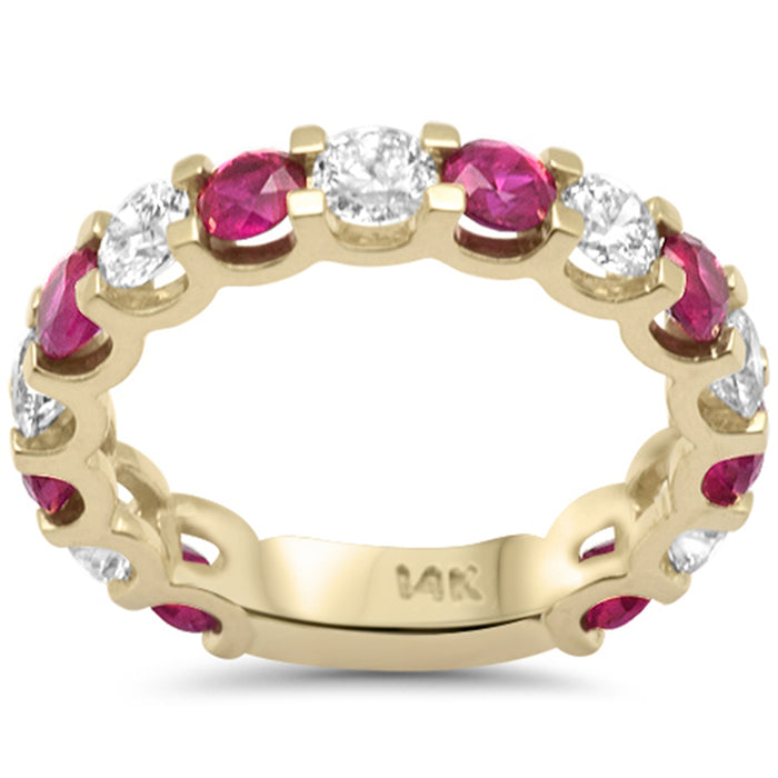 1.37ct,1.83ct G SI 14K Yellow Gold Diamond Ruby Ring Size 7