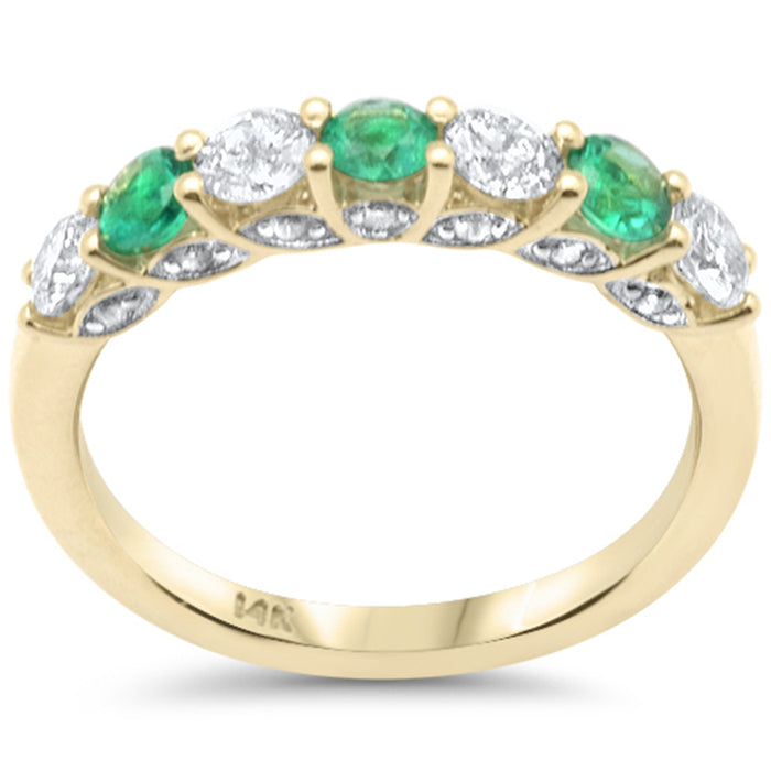 DIAMOND CLOSEOUT! .90ct G SI 14K Yellow Gold Diamond Emerald Ring Size 6.5