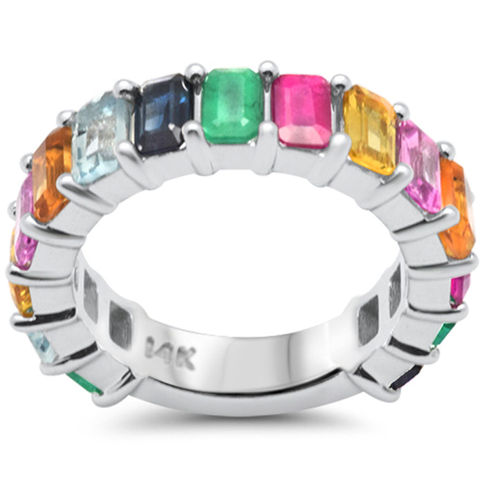 DIAMOND CLOSEOUT! 4.49ct G SI 14K White Gold Diamond Multi Color Ring Size 6.5