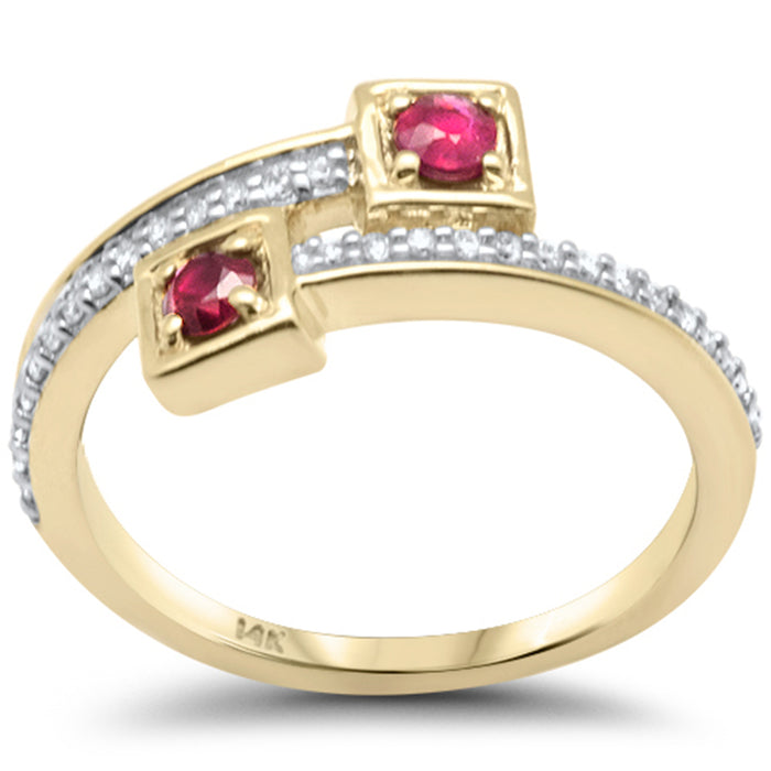 DIAMOND CLOSEOUT! .14ct,.27ct G SI 14K Yellow Gold Diamond Ruby Ring Size 6.5