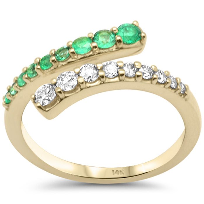 SPECIAL!.48ct G SI 14K Yellow Gold Diamond Emerald Band Ring Size 6.5
