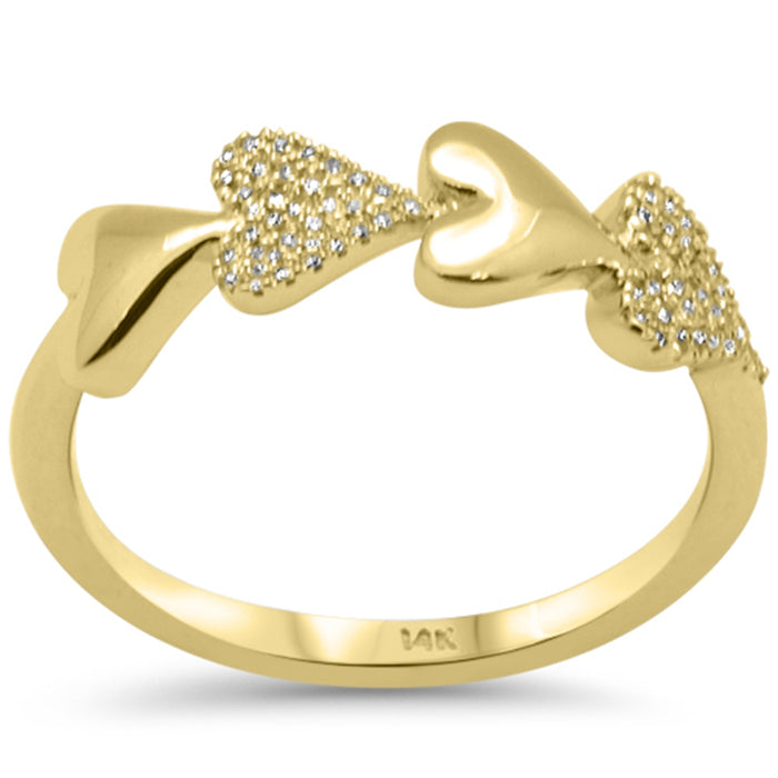 .10ct G SI 14K Yellow Gold Diamond Heart Band Ring Size 6.5