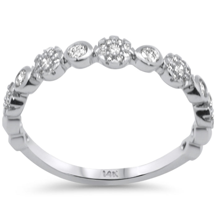 DIAMOND CLOSEOUT! .32ct G SI 14K White Gold Diamond Flower Band Ring Size 6.5