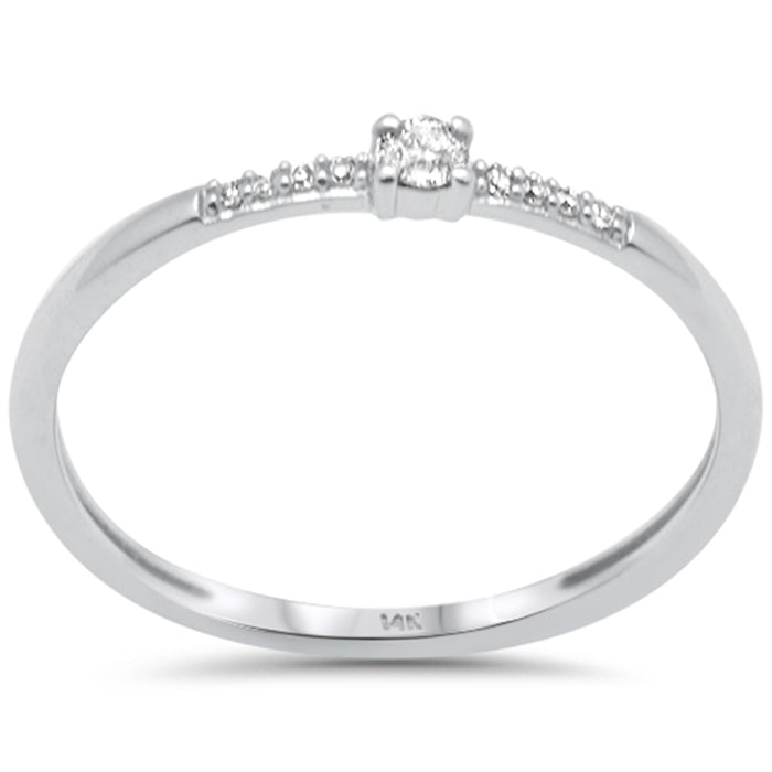 .08ct G SI 14K White Gold Diamond Petite Band Ring Size 6.5