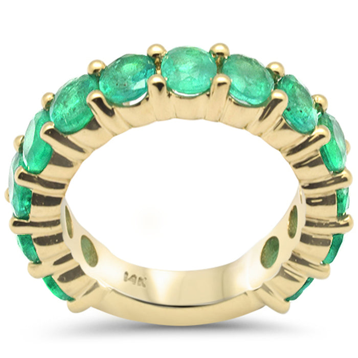 SPECIAL! 4.05ct G SI 14K Yellow Gold Emerald Gemstone Band Ring Size 6.5