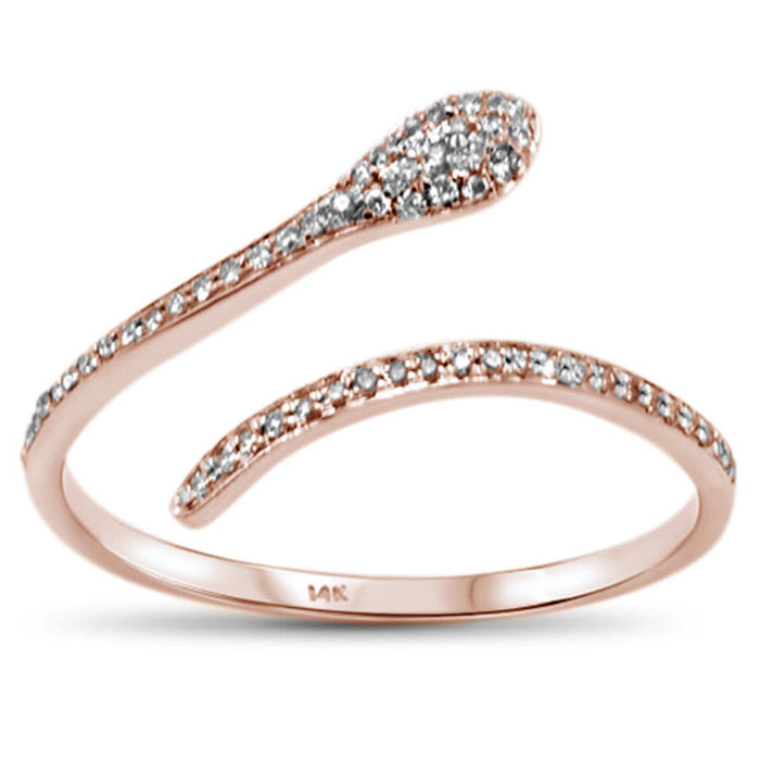 SPECIAL! .14ct 14KT Rose Gold Snake Serpent Trendy Wrap around Diamond Ring