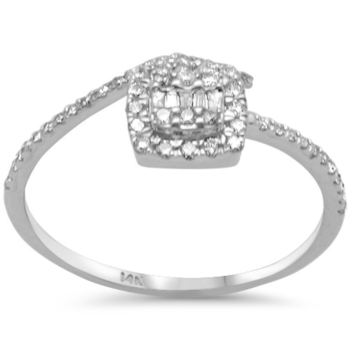 DIAMOND CLOSEOUT! .25ct G SI 14K White Gold Diamond Round & Baguette Band Ring Size 6.5