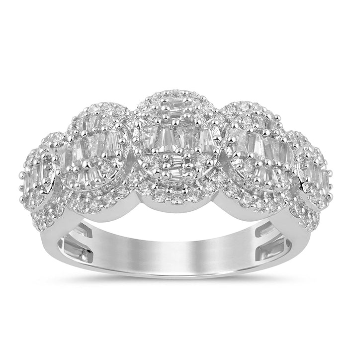 DIAMOND CLOSEOUT! .83ct G SI 14K White Gold Round & Baguette Diamond Band Ring Size 6.5