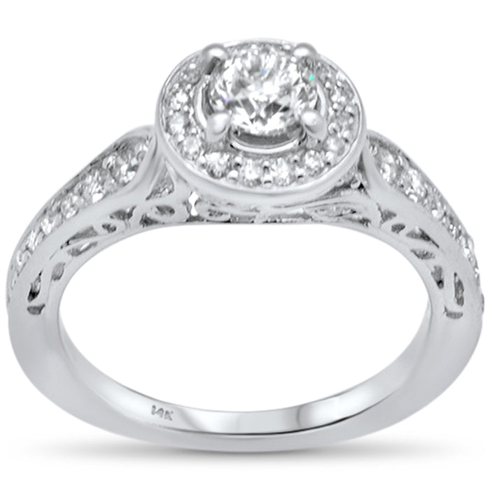 DIAMOND CLOSEOUT! .94ct G SI 14K White Gold Diamond Halo Style Engagement Ring Size 6.5