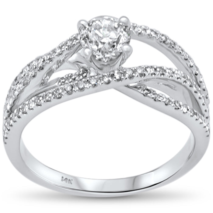 DIAMOND CLOSEOUT! .86ct G SI 14K White Gold Diamond Wrap Around Engagement Ring Size 6.5