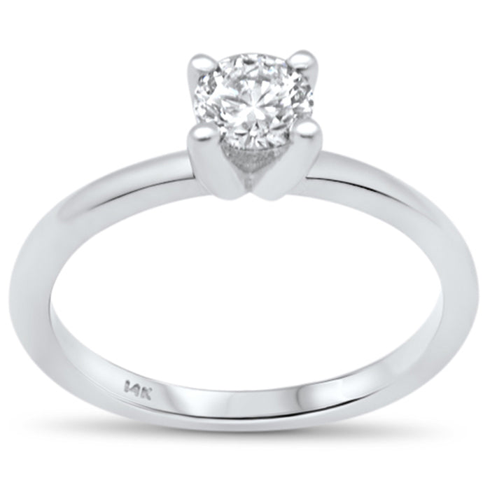 SPECIAL! .57ct G SI 14K White Gold Round Diamond Solitaire Engagement Ring Size 6.5