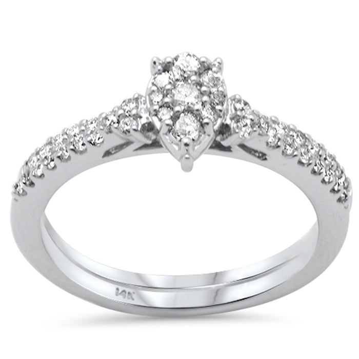 DIAMOND CLOSEOUT! .40ct G SI 14K White Gold Diamond Pear Shape Engagement Ring Size 6.5