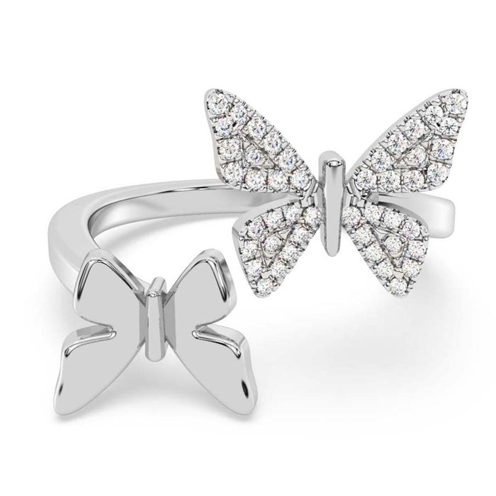SPECIAL! .13ct G SI 14K White Gold Diamond Butterfly Ring Band Size 6.5