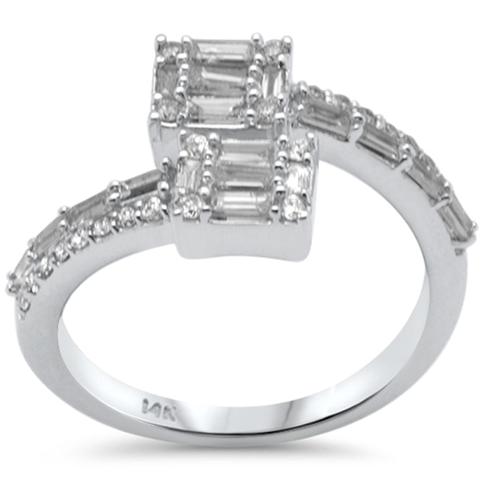 SPECIAL!.70ct G SI 14K White Gold Round & Baguette Diamond Wrap Around Band Ring Size 6.5