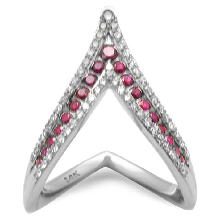 DIAMOND CLOSEOUT! .77ct G SI 14K White Gold Diamond & Ruby Gemstones Band Ring Size 6.5