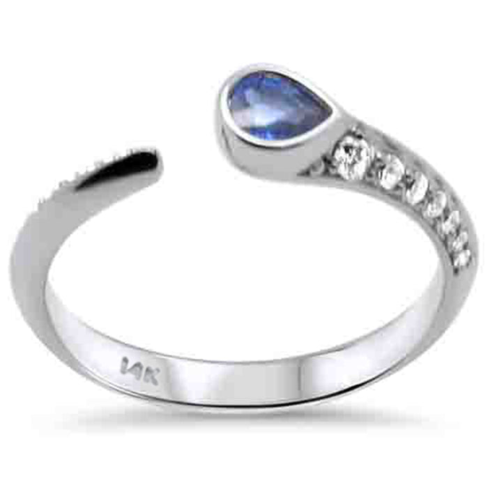 DIAMOND CLOSEOUT! .46ct G SI 14K White Gold Diamond & Blue Sapphire Gemstones Wrap Around Band Ring Size 6.5