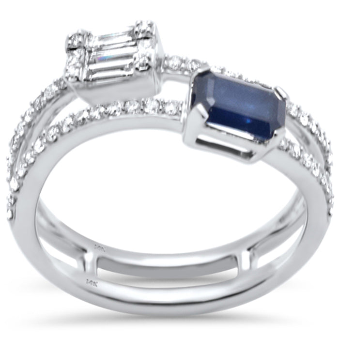 DIAMOND CLOSEOUT! 1.11ct G SI 14K White Gold Diamond & Blue Sapphire Gemstone Wrap Around Ring Size 6.5