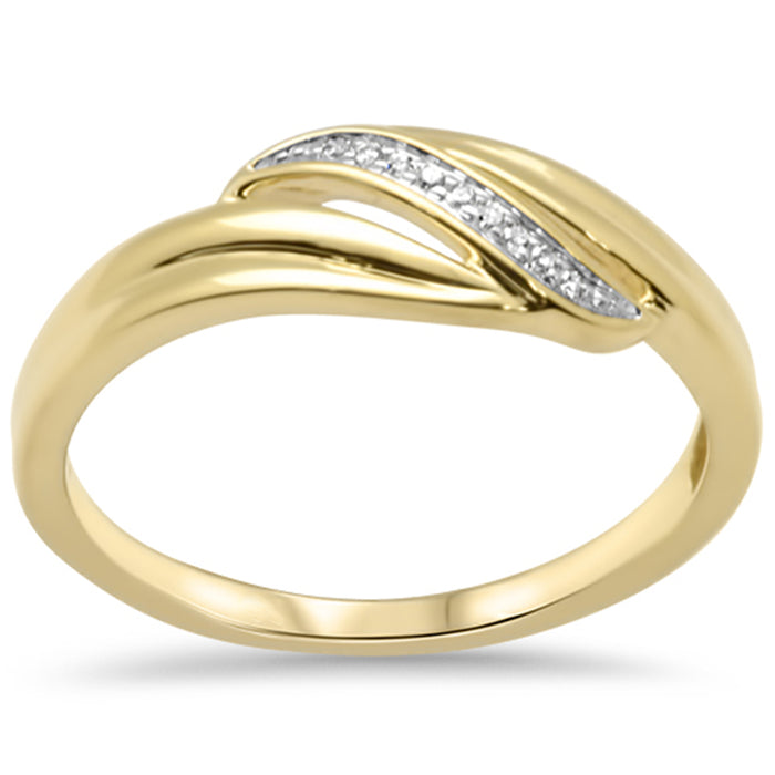DIAMOND CLOSEOUT! .03ct G SI 10K Yellow Gold Diamond Wave Band Ring Size 6.5