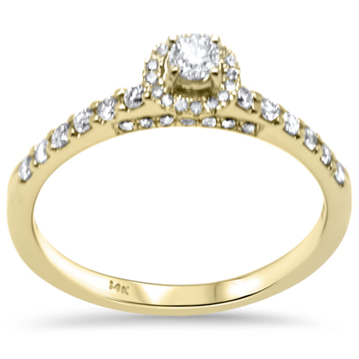 SPECIAL!.41ct G SI 14K Yellow Gold Diamond Round Halo Engagement Ring Size 6.5