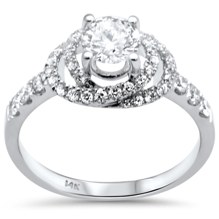 SPECIAL! 1.13ct G SI 14K White Gold Diamond Double Halo Engagement Ring Size 6.5