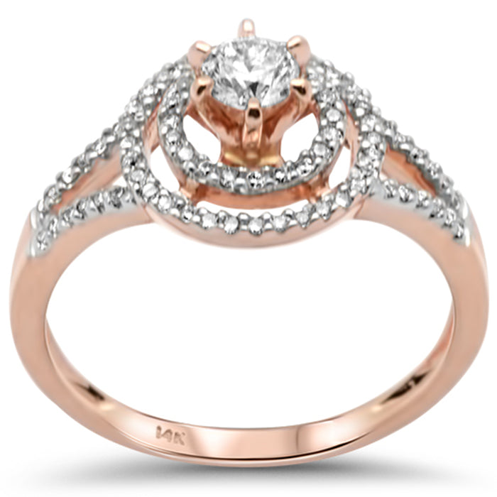 SPECIAL! .48ct G SI 14K Rose Gold Diamond Double Halo Engagement Ring Size 6.5