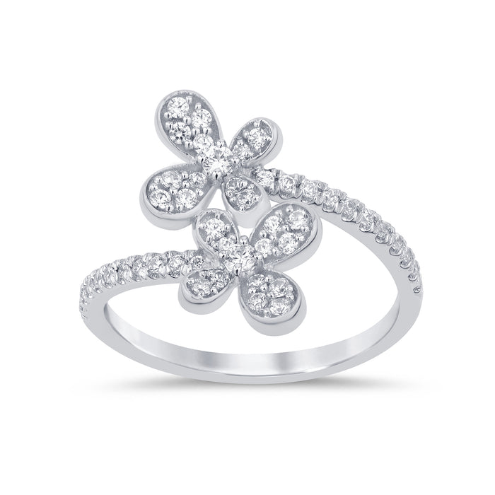 SPECIAL!.40ct G SI 14K White Gold Diamond Flower Ring Band Size 6.5