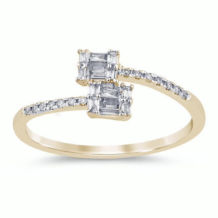 .17ct G SI 14K Yellow Gold Round & Baguette Diamond Band Ring Size 6.5