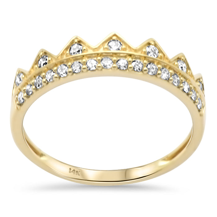 .25ct G SI 14K Yellow Gold Diamond Crown Band Ring Size 6.5