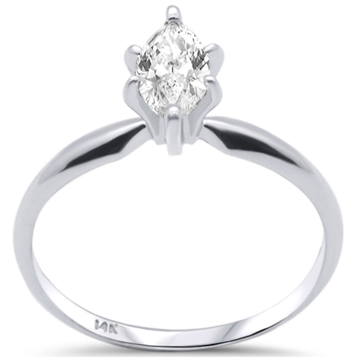 SPECIAL! .52ct G SI 14K White Gold Marquise Diamond Solitaire Ladies Ring