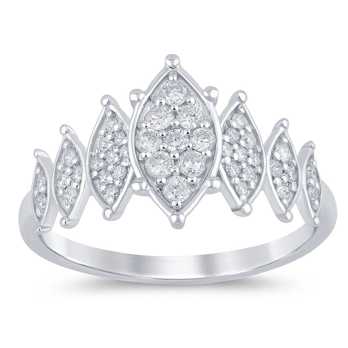 SPECIAL!.31ct G SI 14K White Gold Diamond Marquees Band Ring Size 6.5