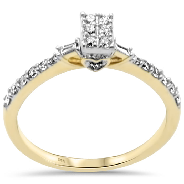 SPECIAL! .38ct G SI 14K Yellow Gold Round & Baguette Diamond Ring Size 6.5
