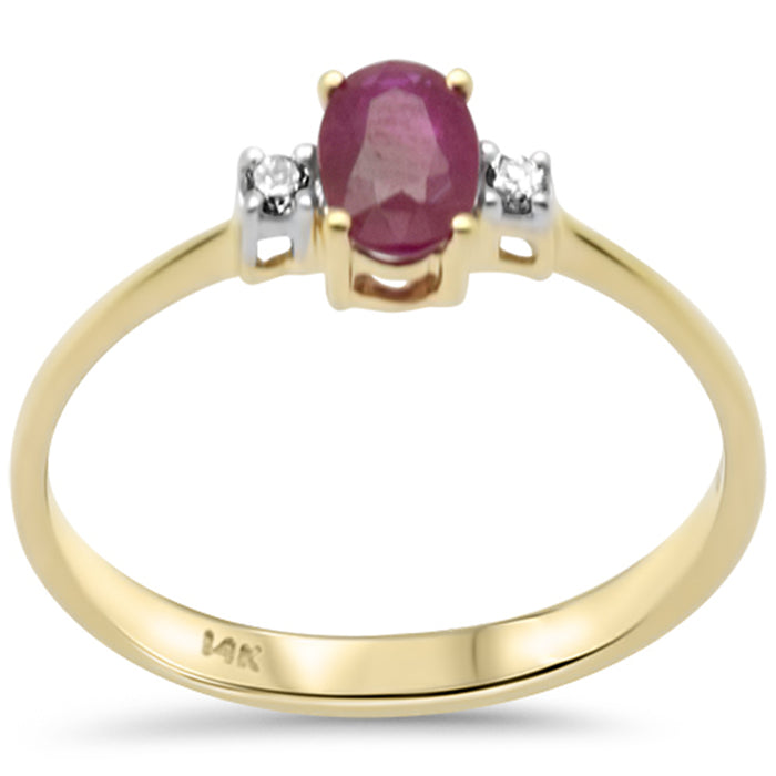 .66ct G SI 14K Yellow Gold Diamond & Ruby Gemstones Ring Size 6.5