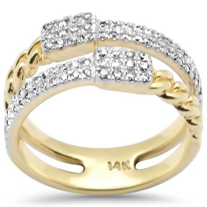 SPECIAL!.42ct G SI 14K Yellow Gold Diamond Double Shank Open Band Ring Size 6.5