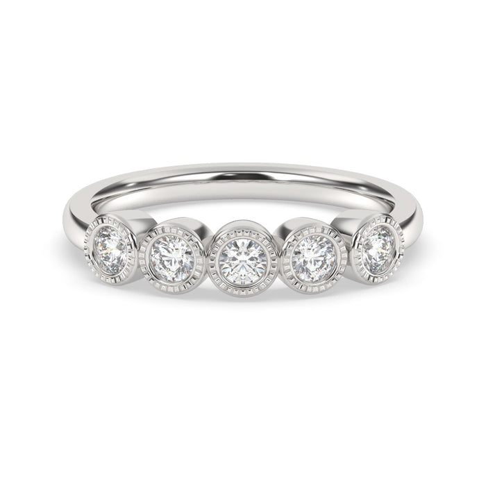 SPECIAL!.50ct G SI 14K White Gold Five Stone Diamond Band Ring Size 7
