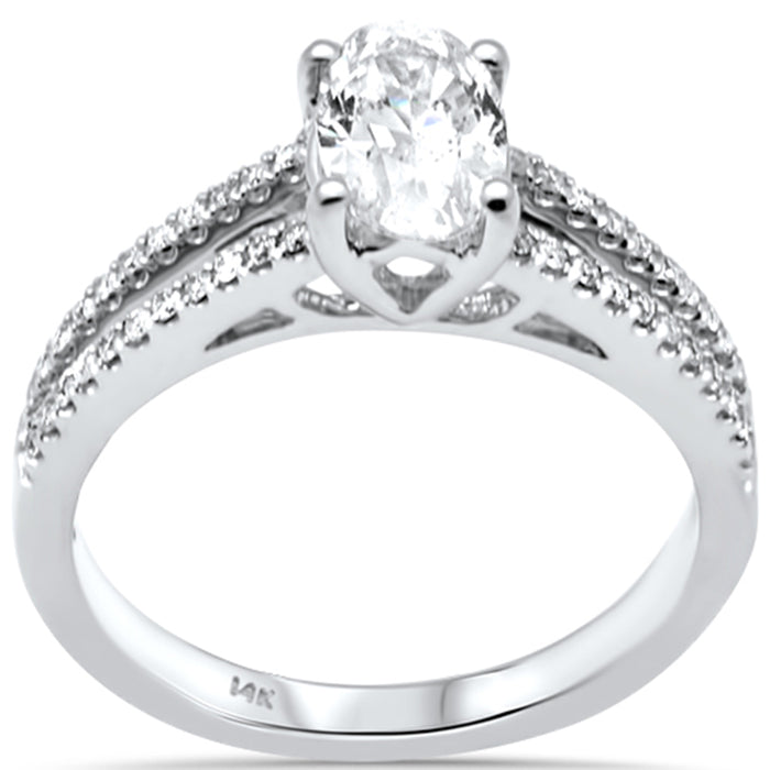 SPECIAL!1.10ct G SI 14K White Gold Oval Shape Diamond Engagement Ring Size 6.5