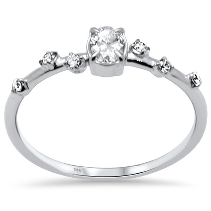 SPECIAL!.27ct G SI 14K White Gold Diamond Oval Shape Thin Engagement Ring Size 6.5