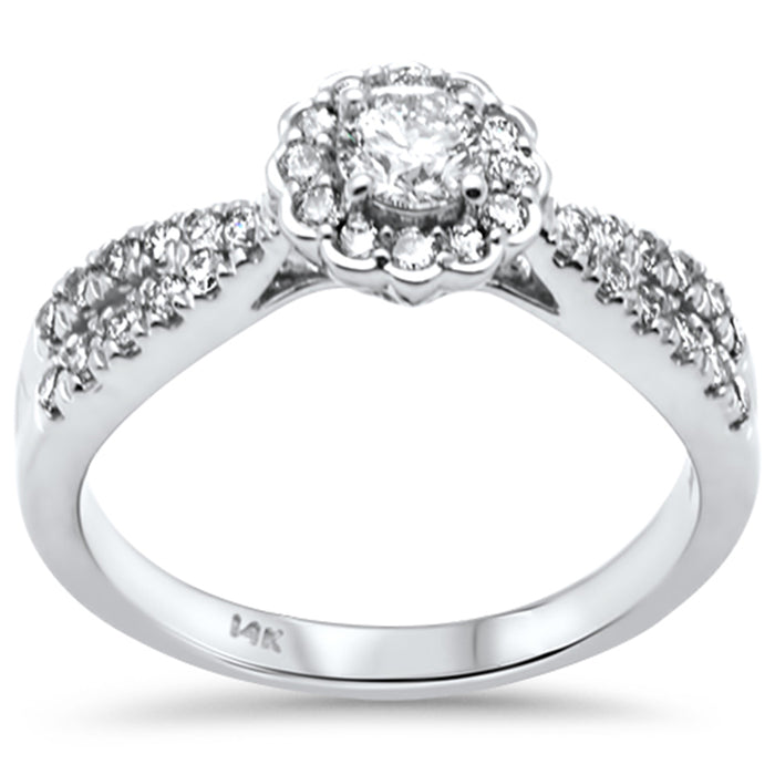 SPECIAL! .75ct G SI 14K White Gold Diamond Halo Engagement Ring Size 6.5