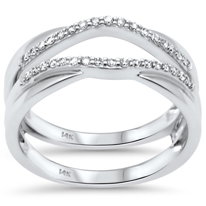 SPECIAL!.20ct G SI 14K White Gold Diamond Double Shank Open Band Ring Guard Size 7